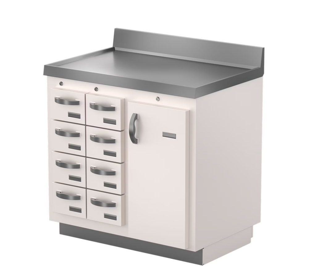 Lead-lined phantom and storage cabinet